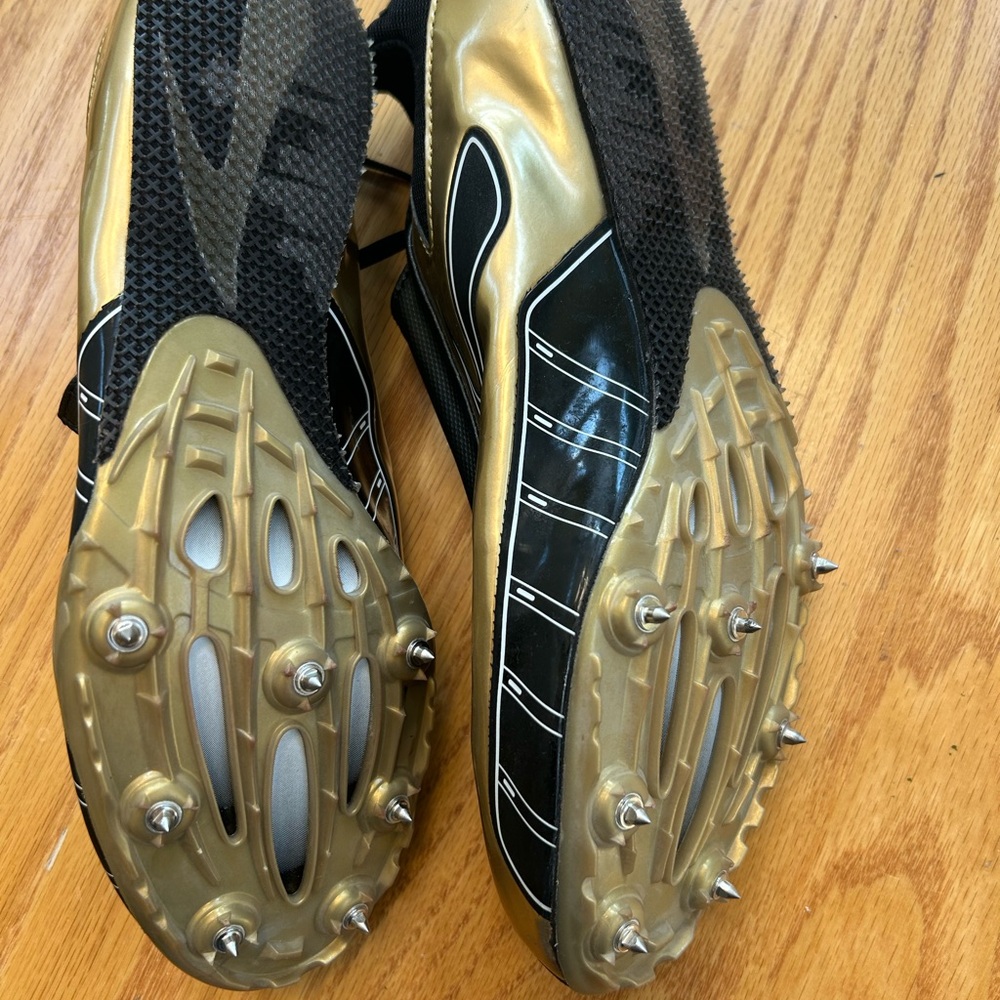 Brooks Sprint Gold And Black PR 10.45 Laced Zip Up Track Running Shoes Size‎ 12 - Picture 7 of 11